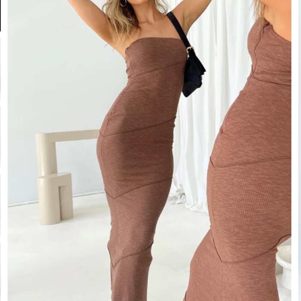 Princess Polly Size 0 Brown Midi Dress